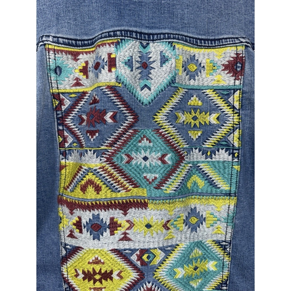 LULAROE Jaxon Jean Jacket Women's XL Embroidered Southwestern Denim Pockets - Picture 5 of 9